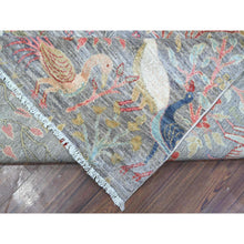 Load image into Gallery viewer, 9&#39;x12&#39; Delray Gray, Afghan Peshawar Bird Paradise Design, Hand Knotted, Organic Wool Abrash, Vegetable Dyes, Oriental Rug FWR533958