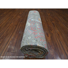 Load image into Gallery viewer, 9&#39;x12&#39; Delray Gray, Afghan Peshawar Bird Paradise Design, Hand Knotted, Organic Wool Abrash, Vegetable Dyes, Oriental Rug FWR533958