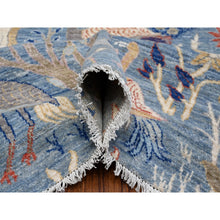 Load image into Gallery viewer, 8&#39;1&quot;x16&#39;2&quot; Sea Blue, Hand Knotted 100% Wool, Vegetbale Dyes, Afghan Peshawar With Birds Of Paradise Design, Gallery Size Runner Oriental Rug FWR533964