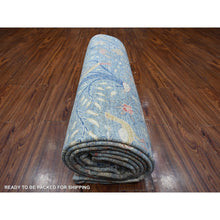 Load image into Gallery viewer, 8&#39;1&quot;x16&#39;2&quot; Sea Blue, Hand Knotted 100% Wool, Vegetbale Dyes, Afghan Peshawar With Birds Of Paradise Design, Gallery Size Runner Oriental Rug FWR533964