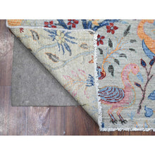 Load image into Gallery viewer, 6&#39;x6&#39; Beacon Gray, Hand Knotted Birds of Paradise, Vegetable Dyes, Extra Soft Wool, Afghan Peshawar Square Oriental Rug FWR533970