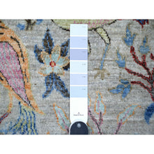 Load image into Gallery viewer, 6&#39;x6&#39; Beacon Gray, Hand Knotted Birds of Paradise, Vegetable Dyes, Extra Soft Wool, Afghan Peshawar Square Oriental Rug FWR533970