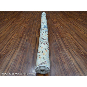 6'x6' Beacon Gray, Hand Knotted Birds of Paradise, Vegetable Dyes, Extra Soft Wool, Afghan Peshawar Square Oriental Rug FWR533970