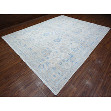 Load image into Gallery viewer, 9&#39;10&quot;x12&#39;4&quot; Heron White With Blue Border, Fine Peshawar With All Over Mahal Design, Touches Of Blue, Hand Knotted, Squarish Pure Wool Oriental Rug FWR534012