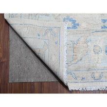 Load image into Gallery viewer, 9&#39;10&quot;x12&#39;4&quot; Heron White With Blue Border, Fine Peshawar With All Over Mahal Design, Touches Of Blue, Hand Knotted, Squarish Pure Wool Oriental Rug FWR534012