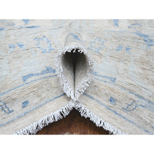 Load image into Gallery viewer, 9&#39;10&quot;x12&#39;4&quot; Heron White With Blue Border, Fine Peshawar With All Over Mahal Design, Touches Of Blue, Hand Knotted, Squarish Pure Wool Oriental Rug FWR534012