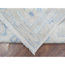 Load image into Gallery viewer, 9&#39;10&quot;x12&#39;4&quot; Heron White With Blue Border, Fine Peshawar With All Over Mahal Design, Touches Of Blue, Hand Knotted, Squarish Pure Wool Oriental Rug FWR534012