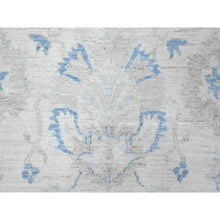 Load image into Gallery viewer, 9&#39;10&quot;x12&#39;4&quot; Heron White With Blue Border, Fine Peshawar With All Over Mahal Design, Touches Of Blue, Hand Knotted, Squarish Pure Wool Oriental Rug FWR534012