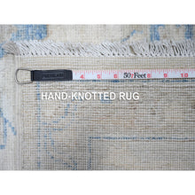 Load image into Gallery viewer, 9&#39;10&quot;x12&#39;4&quot; Heron White With Blue Border, Fine Peshawar With All Over Mahal Design, Touches Of Blue, Hand Knotted, Squarish Pure Wool Oriental Rug FWR534012