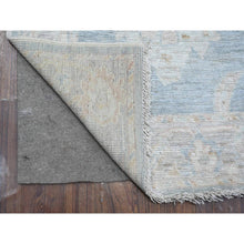 Load image into Gallery viewer, 2&#39;10&quot;x15&#39;5&quot; Denim Blue, Rural Floral Elements All Over Design, Hand Knotted, Wool Weft, Natural Dyes, Soft Pile, Afghan Angora Oushak, Runner Oriental Rug FWR534042