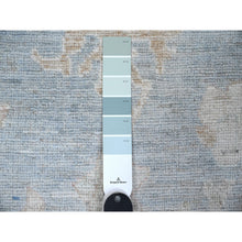 Load image into Gallery viewer, 2&#39;10&quot;x15&#39;5&quot; Denim Blue, Rural Floral Elements All Over Design, Hand Knotted, Wool Weft, Natural Dyes, Soft Pile, Afghan Angora Oushak, Runner Oriental Rug FWR534042
