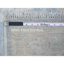 Load image into Gallery viewer, 2&#39;10&quot;x15&#39;5&quot; Denim Blue, Rural Floral Elements All Over Design, Hand Knotted, Wool Weft, Natural Dyes, Soft Pile, Afghan Angora Oushak, Runner Oriental Rug FWR534042