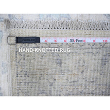 Load image into Gallery viewer, 2&#39;7&quot;x8&#39;2&quot; Nebulous White And Baby Blue, Hand Knotted Washed Out Runner With All Over Design, Organic Wool, Fine Peshawar Oriental Rug FWR534192
