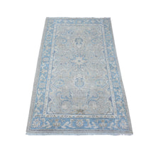 Load image into Gallery viewer, 3&#39;1&quot;x5&#39;1&quot; Collonade Gray With Reino Blue, Hand Knotted and Vibrant Wool, Mahal All Over Design Peshawar, Natural Dyes, Oriental Rug FWR534216