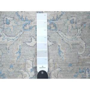 3'1"x5'1" Collonade Gray With Reino Blue, Hand Knotted and Vibrant Wool, Mahal All Over Design Peshawar, Natural Dyes, Oriental Rug FWR534216