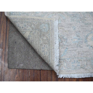 1'9"x3' Repose Gray, Vegetable Dyes, Hand Knotted Soft And Velvety Wool, Mahal All Over Design Washed Out Peshawar, Mat Oriental Rug FWR534222