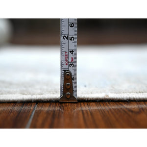 1'9"x3' Repose Gray, Vegetable Dyes, Hand Knotted Soft and Velvety Wool, Mahal All Over Design Washed Out Peshawar, Mat Oriental Rug FWR534222