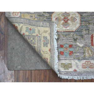 2'6"x7'10" Koala Gray With Pure White, Natural Dyes, Fine Aryana North West Persian Design, Hand Knotted, All Wool, Runner Oriental Rug FWR534258