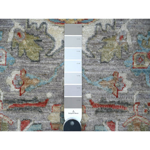 2'6"x7'10" Koala Gray With Pure White, Natural Dyes, Fine Aryana North West Persian Design, Hand Knotted, All Wool, Runner Oriental Rug FWR534258