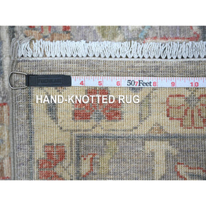 2'6"x7'10" Koala Gray With Pure White, Natural Dyes, Fine Aryana North West Persian Design, Hand Knotted, All Wool, Runner Oriental Rug FWR534258