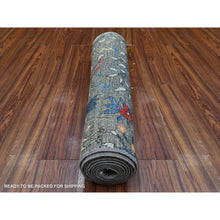 Load image into Gallery viewer, 2&#39;7&quot;x9&#39;9&quot; Digital Gray, Birds Of Paradise Design, Tree Of Life, Hand Knotted Afghan Peshawar, Abrash, All Wool, Vegetable Dyes, Runner Oriental Rug FWR534276