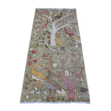 Load image into Gallery viewer, 2&#39;9&quot;x6&#39; Laurel Green, Birds of Paradise Design, Natural Wool, Hand Knotted Natural Dyes, Afghan Peshawar, Runner Oriental Rug FWR534288