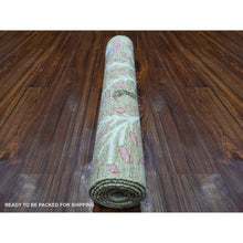 Load image into Gallery viewer, 2&#39;9&quot;x6&#39; Laurel Green, Birds of Paradise Design, Natural Wool, Hand Knotted Natural Dyes, Afghan Peshawar, Runner Oriental Rug FWR534288