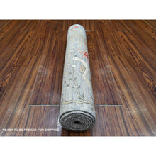 Load image into Gallery viewer, 2&#39;8&quot;x7&#39;9&quot; Cadet Gray, 100% Wool, Natural Dyes, Afghan Peshawar, Hand Knotted Birds Of Paradise Design, Abrash, Runner Oriental Rug FWR534312