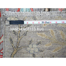 Load image into Gallery viewer, 2&#39;8&quot;x7&#39;9&quot; Cadet Gray, 100% Wool, Natural Dyes, Afghan Peshawar, Hand Knotted Birds Of Paradise Design, Abrash, Runner Oriental Rug FWR534312