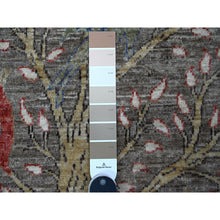 Load image into Gallery viewer, 3&#39;1&quot;x5&#39;1&quot; Elephant Gray, Afghan Peshawar With Birds of Paradise Design, Vegetable Dyes, Hand Knotted, Soft and Velvety Wool, Oriental Rug FWR534360