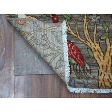Load image into Gallery viewer, 3&#39;1&quot;x4&#39;8&quot; Thunder Gray, Vegetable Dyes, 100% Wool, Birds of Paradise Tree of Life Afghan Peshawar, Hand Knotted, Oriental Rug FWR534378