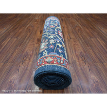Load image into Gallery viewer, 3&#39;2&quot;x19&#39;5&quot; Star Blue, Pure Wool, Aryana Collection, Hand Knotted Vegetable Dyes, Bidjar Garus Design, Xl Runner Oriental Rug FWR534462