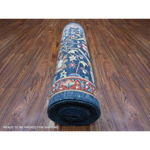 3'2"x19'5" Star Blue, Pure Wool, Aryana Collection, Hand Knotted Vegetable Dyes, Bidjar Garus Design, Xl Runner Oriental Rug FWR534462