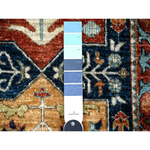 2'6"x6' Night Blue With Ladybug Red, Extra Soft Wool, Caucasian Akstafa Design, Hand Knotted, Fine Aryana Runner Oriental Rug FWR534468