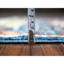 Load image into Gallery viewer, 2&#39;6&quot;x6&#39; Night Blue With Ladybug Red, Extra Soft Wool, Caucasian Akstafa Design, Hand Knotted, Fine Aryana Runner Oriental Rug FWR534468