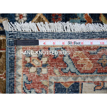 Load image into Gallery viewer, 2&#39;6&quot;x6&#39; Night Blue With Ladybug Red, Extra Soft Wool, Caucasian Akstafa Design, Hand Knotted, Fine Aryana Runner Oriental Rug FWR534468