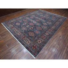 Load image into Gallery viewer, 9&#39;x12&#39;1&quot; Iron Frost Gray, Pure Wool Hand Knotted Afghan Super Kazak, Natural Dyes, Tribal And Geometric Pattern Oriental Rug FWR534504