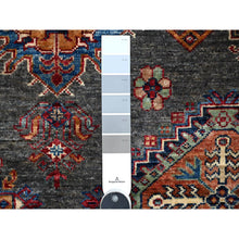 Load image into Gallery viewer, 9&#39;x12&#39;1&quot; Iron Frost Gray, Pure Wool Hand Knotted Afghan Super Kazak, Natural Dyes, Tribal And Geometric Pattern Oriental Rug FWR534504