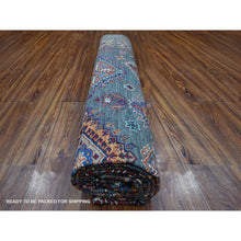 Load image into Gallery viewer, 9&#39;x12&#39;1&quot; Iron Frost Gray, Pure Wool Hand Knotted Afghan Super Kazak, Natural Dyes, Tribal And Geometric Pattern Oriental Rug FWR534504