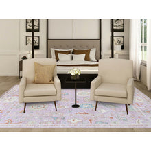 Load image into Gallery viewer, 8&#39;x10&#39; Lavender Purple, Afghan Oushak with Colorful Leaf Design, Supple Collection, Hand Knotted, Soft and Lush Pile, Pure Wool, Densely Woven, Oriental Rug FWR5340