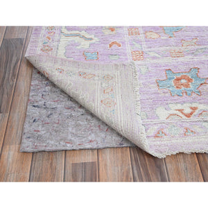 8'x10' Lavender Purple, Afghan Oushak with Colorful Leaf Design, Supple Collection, Hand Knotted, Soft and Lush Pile, Pure Wool, Densely Woven, Oriental Rug FWR5340