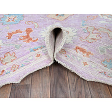 Load image into Gallery viewer, 8&#39;x10&#39; Lavender Purple, Afghan Oushak with Colorful Leaf Design, Supple Collection, Hand Knotted, Soft and Lush Pile, Pure Wool, Densely Woven, Oriental Rug FWR5340