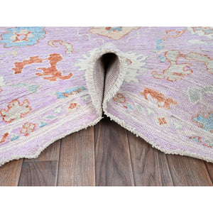 8'x10' Lavender Purple, Afghan Oushak with Colorful Leaf Design, Supple Collection, Hand Knotted, Soft and Lush Pile, Pure Wool, Densely Woven, Oriental Rug FWR5340