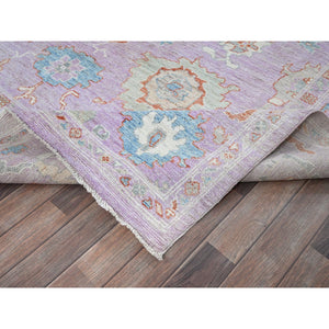 8'x10' Lavender Purple, Afghan Oushak with Colorful Leaf Design, Supple Collection, Hand Knotted, Soft and Lush Pile, Pure Wool, Densely Woven, Oriental Rug FWR5340