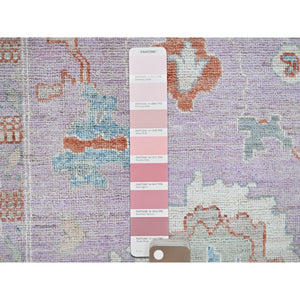 8'x10' Lavender Purple, Afghan Oushak with Colorful Leaf Design, Supple Collection, Hand Knotted, Soft and Lush Pile, Pure Wool, Densely Woven, Oriental Rug FWR5340