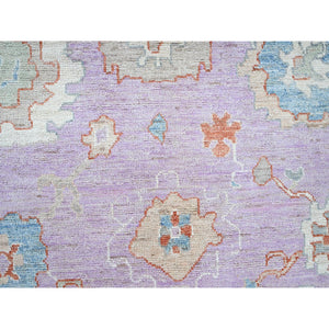 8'x10' Lavender Purple, Afghan Oushak with Colorful Leaf Design, Supple Collection, Hand Knotted, Soft and Lush Pile, Pure Wool, Densely Woven, Oriental Rug FWR5340
