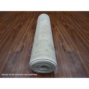 2'9"x15'4" Timberwolf Gray, Tribal Flower And Leaf Pattern All Over, Afghan Angora Oushak, Wool Weft, Hand Knotted, Natural Dyes, Xl Runner Oriental Rug FWR534606