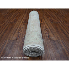 Load image into Gallery viewer, 2&#39;9&quot;x15&#39;4&quot; Timberwolf Gray, Tribal Flower And Leaf Pattern All Over, Afghan Angora Oushak, Wool Weft, Hand Knotted, Natural Dyes, Xl Runner Oriental Rug FWR534606