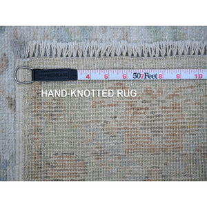 2'9"x15'4" Timberwolf Gray, Tribal Flower And Leaf Pattern All Over, Afghan Angora Oushak, Wool Weft, Hand Knotted, Natural Dyes, Xl Runner Oriental Rug FWR534606