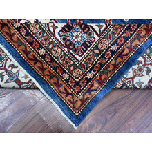 Load image into Gallery viewer, 9&#39;10&quot;x13&#39;5&quot; Periwinkle Blue With Daisy White Border, Vegetable Dyes, Super Kazak Geometric Elements, Velvety Wool, Hand Knotted, Oriental Rug FWR534630